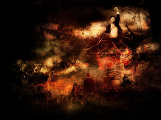 Woman knife man fire painting - bastien l. deharme free wallpaper