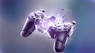 Purple video game controller flying - auto free wallpaper
