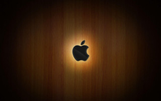 Wooden apple logo light shining 2 - digital free wallpaper for desktop