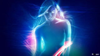 Woman neon light painting body 2 - neon free wallpaper
