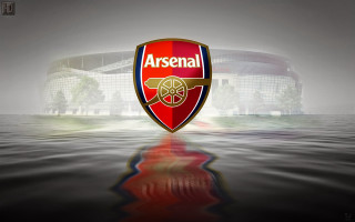 Red black soccer badge water - a digital rendering free wallpaper