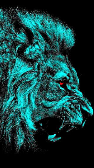 Lion red eyes black background - anne stokes free wallpaper