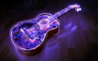 Guitar toy decorated strings wooden - neon free wallpaper