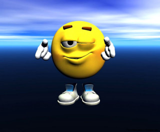 Yellow smiley face hands up - white shoe free wallpaper