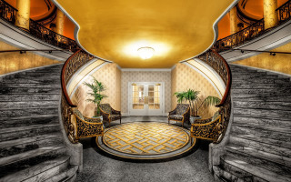 Fancy room carpet staircase window - a view free wallpaper
