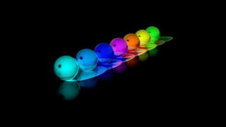 Bowling balls row colorful holography - a row free wallpaper