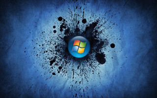 Blue black wall logo hole - banksy free wallpaper