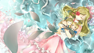 Anime couple hugging blue background 2 - kyoto animation free wallpaper