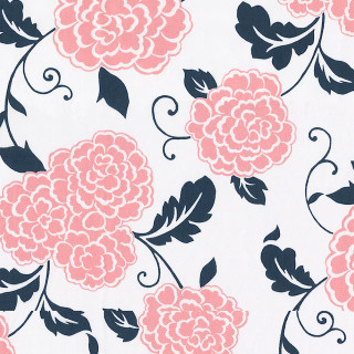 White pink flower black leaf - fabric free wallpaper