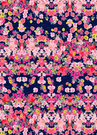 Flowery pattern pink flowers black - flowery free wallpaper