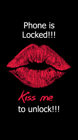 Red lipstick phone locked kiss - tachisme free wallpaper