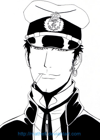 Black white drawing man uniform 2 - lineart free wallpaper