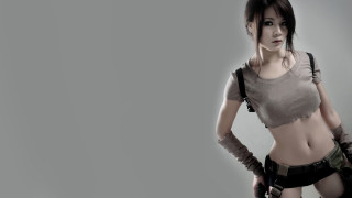 Woman gun chenjiru photorealism 3d - her hand and a gun free wallpaper