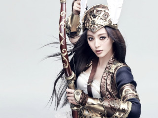 Woman costume sword bow feathers - a costume holding free wallpaper