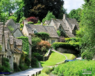 Village river houses tiltshift bridge - a village free wallpaper