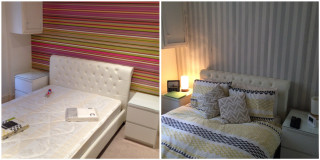 Bed white headboard nightstand phone - a white headboard free wallpaper