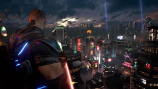 Man city night lights buildings - afrofuturism free wallpaper for desktop