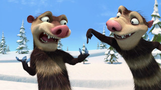 Cartoon animals snow trees blue - ice free wallpaper