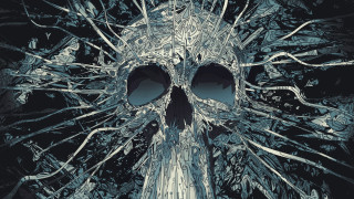 Skull teeth eyes artistic illustration - biomechanical free wallpaper