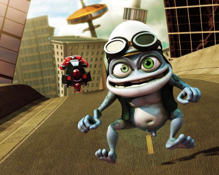 Cartoon character running street robot - a street free wallpaper