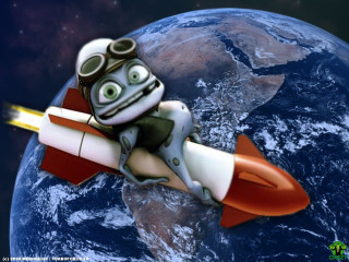 Cartoon character flying rocket space - nostalgic free wallpaper