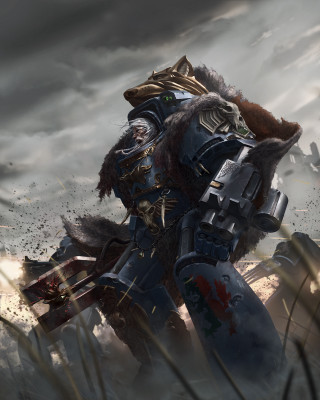 Warhammerer gun axe warrior battle - artur grottger free wallpaper