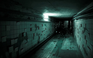Dark hallway tile floors lit 2 - a dark hallway free wallpaper
