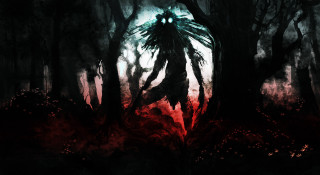 Creepy creature forest red green - ben templesmith free wallpaper
