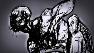 Person hand face black background - neoexpressionism free wallpaper