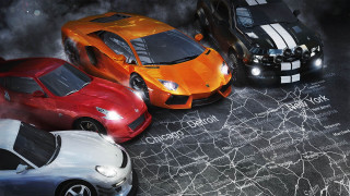 Sports cars parked road smoke - a group free wallpaper