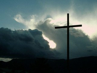 Cross hill sky clouds sun 2 - radiant free wallpaper