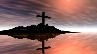 Cross reflection lake sunset mountain - sunset free wallpaper