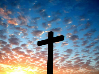 Cross silhouette sunset sky clouds - radiant free wallpaper