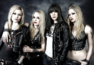 Women leather jackets jeans group - one woman free wallpaper