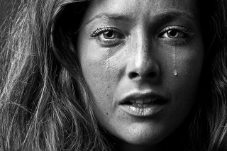 Woman tears cheek emotion sadness - photorealistic portrait free wallpaper