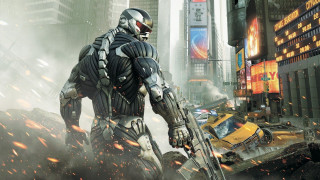 Futuristic man skiing city taxi - a pair of skis free wallpaper