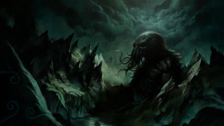 Creature dark forest full moon - a painting of a creature free wallpaper