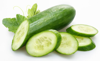 Cucumber slices leaves white background - leaf free wallpaper