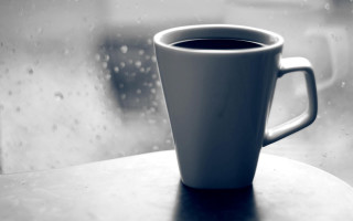 Coffee table window raindrops behind - morning free wallpaper