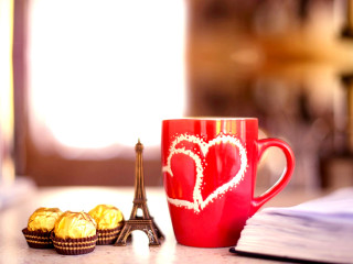 Red coffee cup book gold - romantic free wallpaper