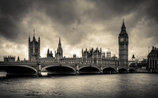 Bridge clock tower london black - a matte painting free wallpaper