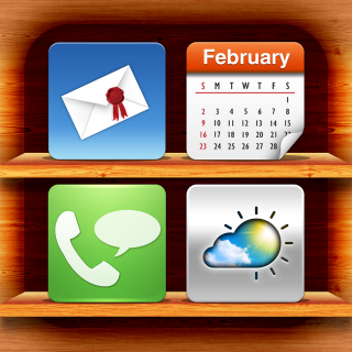 Wooden shelf calendar icons phone - new free wallpaper