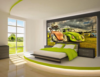 Green bedroom wall mural car - the wall free wallpaper