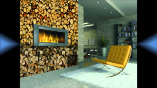 Room chair fireplace logs wall - digital free wallpaper