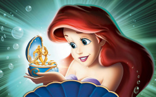 Little mermaid blue shell golden - golden free wallpaper