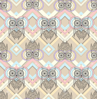 Owl pattern face squares circles - maximalism free wallpaper