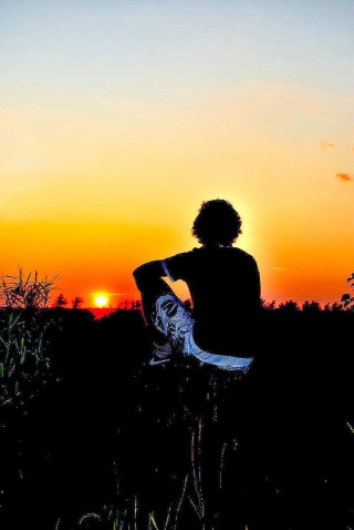 Person sitting field sunset skateboard - sunset free wallpaper