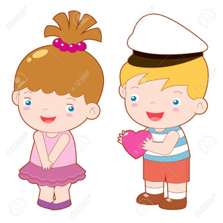 Boy girl sailorhats hearts naiveart - funny free wallpaper