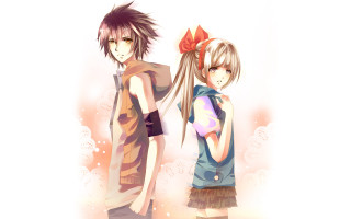 Anime characters bow hair standing - a bow free wallpaper