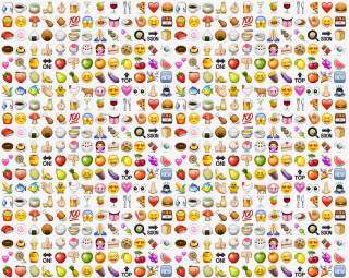 Emoticons collection large white background - different color free wallpaper